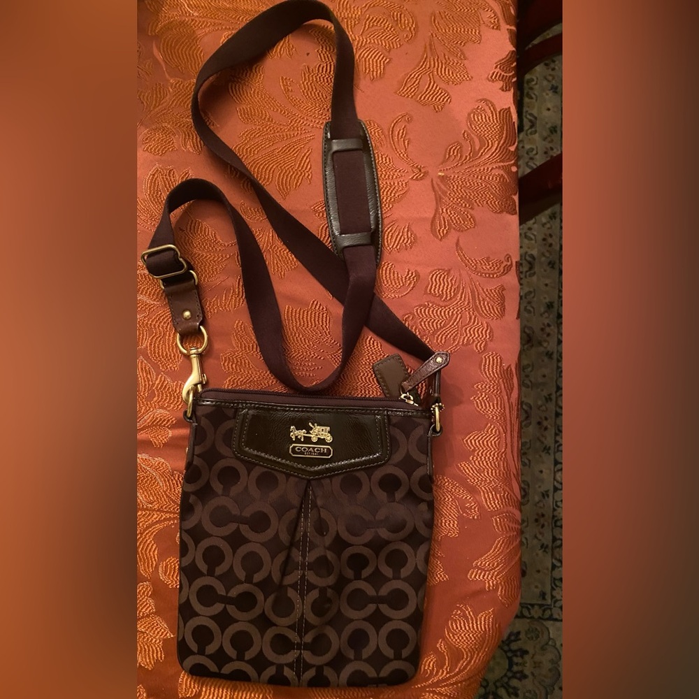 Coach Dark Brown Signature Crossbody Bag